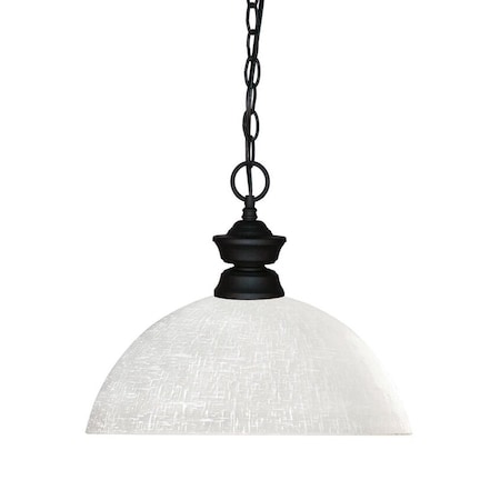 Shark 1 Light Pendant, Matte Black & White Linen